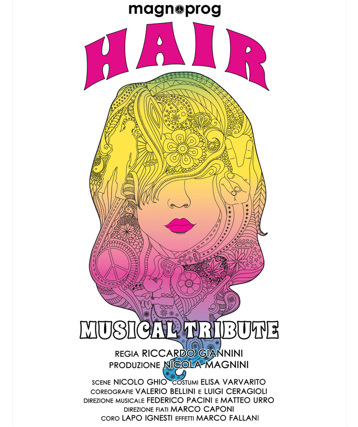 da Giovedì 2 a Sabato 4 Ottobre 2014 ASSOCIAZIONE MAGNO PROG presenta HAIR SPETTACOLO TRIBUTO CON BAND DAL VIVO regia di RICCARDO GIANNINI coreografie di VALERIO BELLINI e LUIGI CERAGIOLI direzione