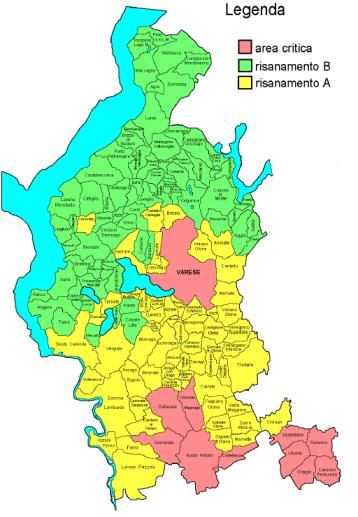 Individuazione zone critiche per la qualità dell aria Fonte: Regione Lombardia - Zonizzazione del territorio regionale per l ozono (DGR n 2605 del 30.11.