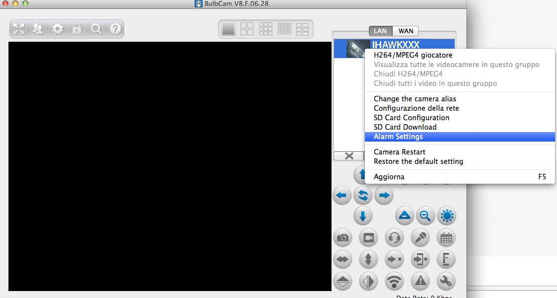MAC: Aprire il software ed andare in LAN, fare click con il