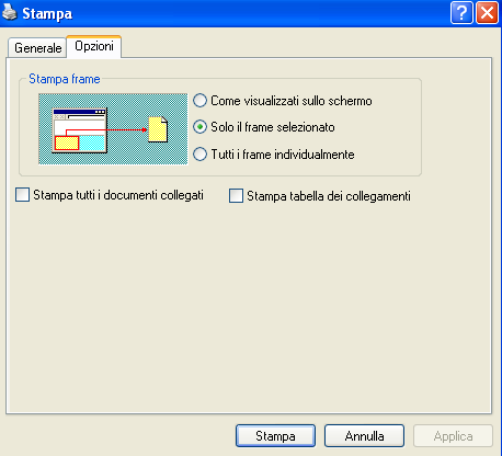 STAMPA DI UNA PAGINA WEB Dalla finestra stampa è possibile cliccare sulla linguetta Opzioni e scegliere se stampare: Tutti