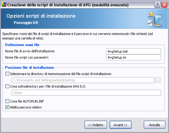 In questo passaggio sono disponibili le opzioni seguenti: Nota: se non si è certi delle impostazioni, è consigliabile mantenere le impostazioni predefinite.