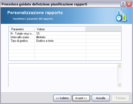 Dal menu con effetti di attivazione scegliere il modello da utilizzare per il rapporto pianificato.