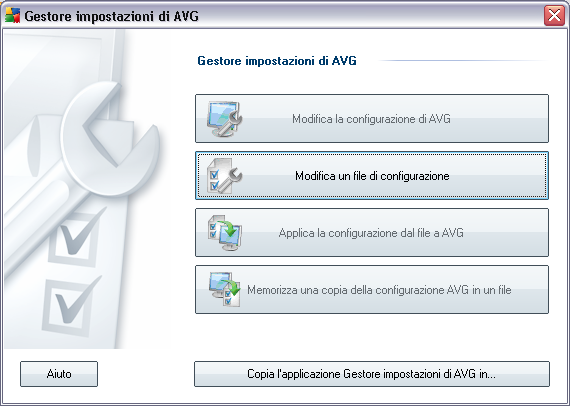 9. AVG Settings Manager AVG Settings Manager è uno strumento adatto soprattutto alle piccole reti che consente di copiare, modificare e distribuire la configurazione AVG.