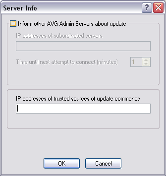 Nota: eventuali modifiche relative ad AVG Managed Update eseguite nell'interfaccia di configurazione di AVG Admin Server Monitor vengono salvate dopo aver fatto clic sul pulsanteok.