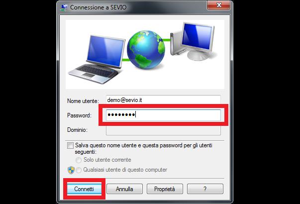 Da questo momento la postazione è configurata per l accesso alla rete privata.