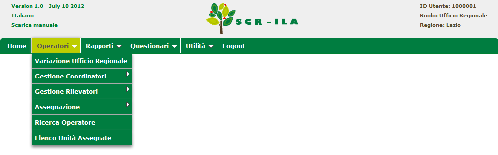 Validazione UR UTILITA Ricerca unità di Rilevazione ISTAT, UR, COOR, RIL Smembra unità di Rilevazione UR, COOR, RIL OPERATORI Le funzioni interne a quest area permettono, quindi, di creare in modo