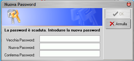 Pag. 19 Gestione password ed utenti Password: Primo accesso al programma. All avvio del programma visualizzerete la seguente finestra: Password: Azzera la selezione degli Archivi. figura 3.