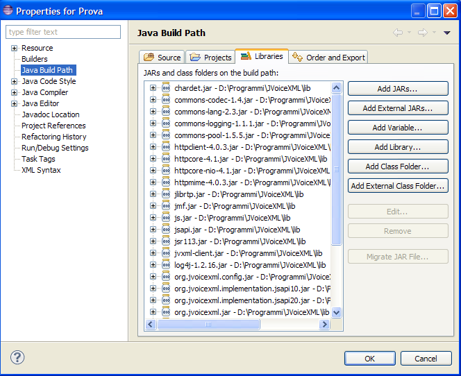 3-Cliccare su Add External JARs.