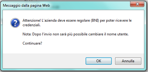 6.1.3.3 Gestione credenziali Il terzo tasto posto accanto all azienda selezionata, consente di gestire le credenziali dell utente.