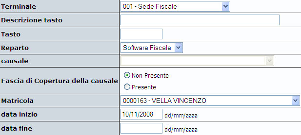 L Associazione si basa sulle timbrature registrate dal terminale o dalle timbrature inserite in Gestione Base Carica Timbrature.