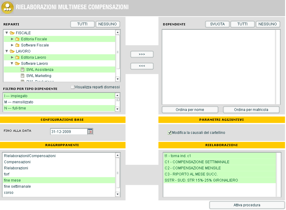 Nella sezione Configurazione Base la data permette di visualizzare correttamente solo i dipendenti assunti nel periodo selezionato.