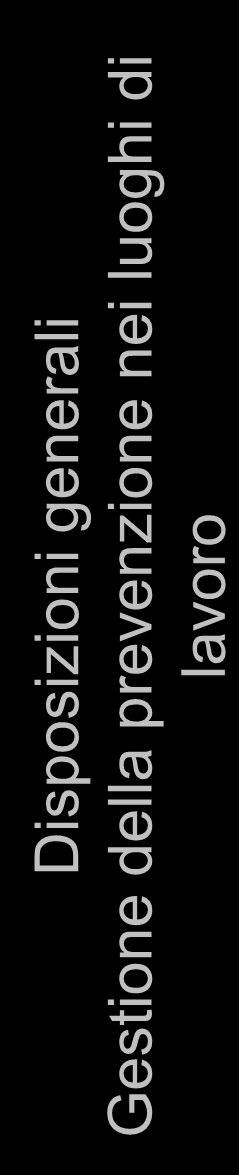 Disposizioni generali Gestione della prevenzione nei luoghi di lavoro D.Lgs.