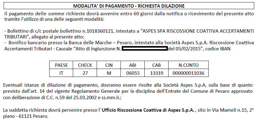 Nella sezione, chiamata Modalità di presentazione eventuale ricorso sono riportati (Fig.