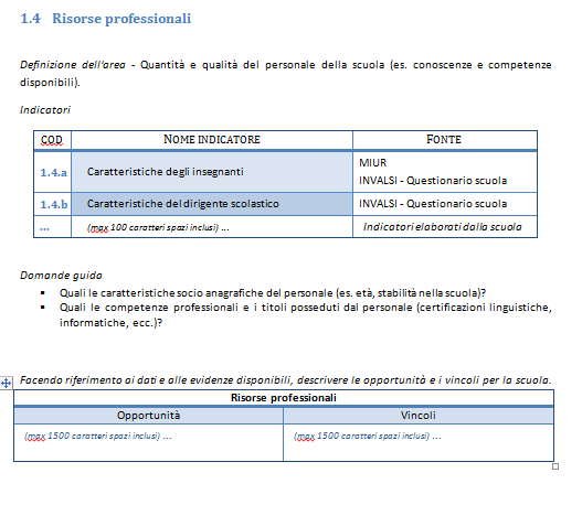 La descrizione del contesto e delle risorse Definizione operativa dell area Dati da fonti diverse utili per confrontare la