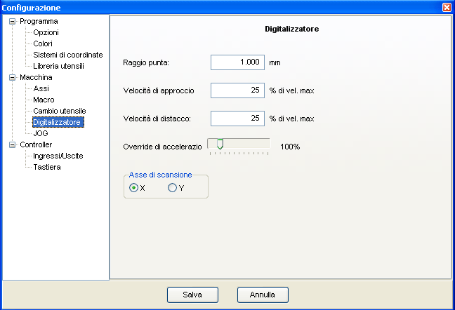 movimento necessario per il salto di riga quindi lavora decisamente meno dell'asse primario. Se una macchina ha l'asse Y più leggero dell'asse X (predefinito) basterà selezionarlo con questa opzione.