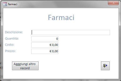 Qui inseriremo i dati del farmaco da registrare, dati che saranno poi la base di calcolo del giornaliero e della fattura. Importante!