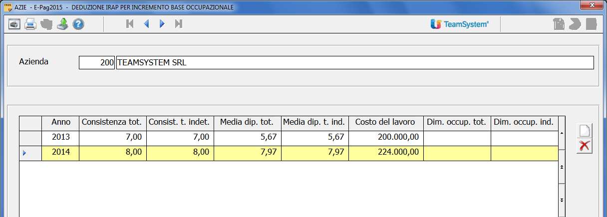 AZIE > Altri dati > Credito d imposta Irap: Deduzione incremento occupazionale Nella sezione Altri dati > Credito d imposta Irap di AZIE è stata inserita, all interno del pulsante Funzioni, la