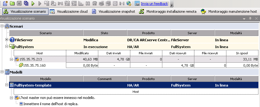 Creazione di uno scenario di sistema completo tramite un modello con dettagli di replica predefiniti Creazione di un modello Creare prima un modello con le informazioni di base.