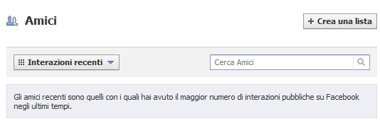 Dividi i tuoi amici in Liste Clicca sul pulsante Crea una lista in alto.