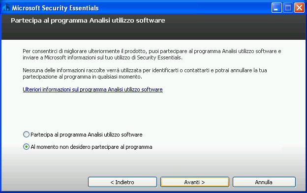 Per installare il software è necessario accettare le condizioni della licenza cliccando su "Accetto".