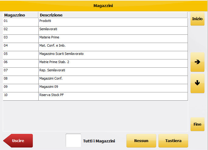 Touch Screen TrasferimentotraMagazzini