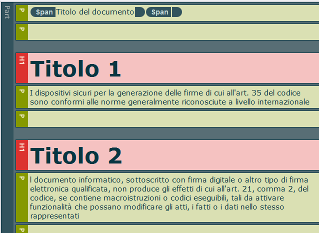 Se introduciamo nel precedente documento i campi Titoli di Word, mantenendo sempre la creazione dei tag per l accessibilità nella conversione in pdf, otteniamo un miglioramento dell