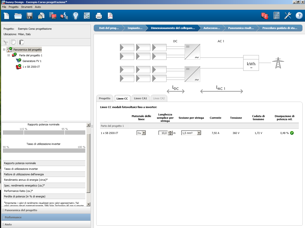 Vac e Errore 8 con 276V: verifica dimensionamento cavi ac con Sunny Design Corso