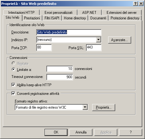 Installazione di strumenti allegati 4 15 Visualizzare le proprietà del sito Web su cui installare Gateway for Biometric Authentication Manager.