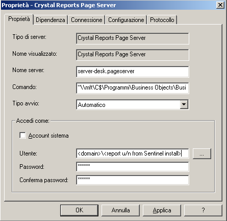 26 Evidenziare Crystal Reports Page Server e fare clic con il pulsante destro del mouse per l'avvio.