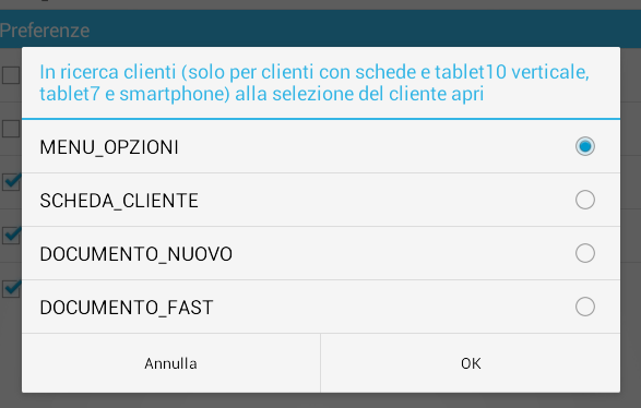 37 La seconda voce delle impostazioni serve per impostare l'azione da fare una volta selezionato il cliente.