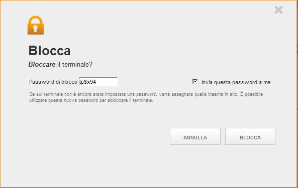 Uso di Mobile Security Dashboard Sui dispositivi BlackBerry: Se il dispositivo era stato registrato automaticamente: Quando si invia un comando di blocco con una nuova password, il dispositivo viene