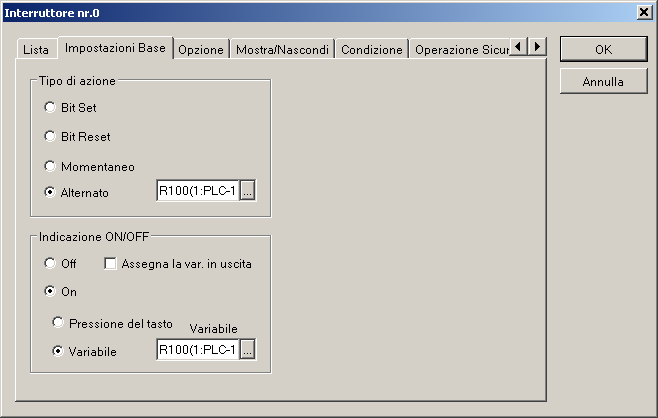 Oggetti e loro funzioni Manuale di riferimento GTWIN 5.1 Interruttori Gli oggetti interruttore attivano o disattivano la variabile digitale del PLC corrispondente.