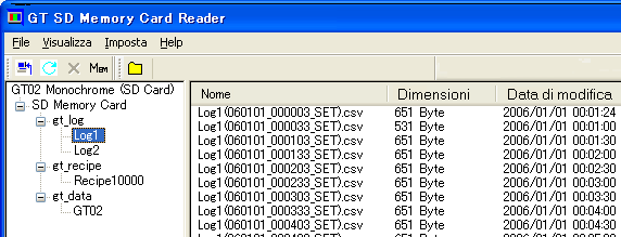 Caricamento di dati di SD card da GT a PC Manuale di riferimento GTWIN 8.2 Uso di GT_SD_Reader Per avviare GT_SD_Reader, procedere come segue: 1.