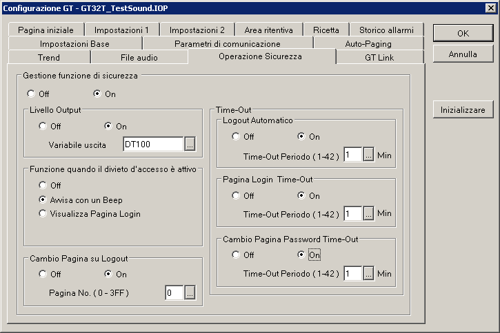 Manuale di riferimento GTWIN 1.6 Configurazione GT Si possono assegnare fino a 64 password, consentendo registrazioni multiple per ciascun livello.