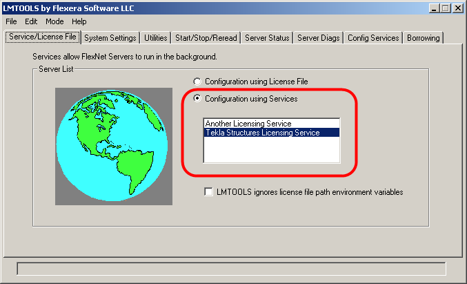 b. Passare alla scheda Service/License File e verificare ch