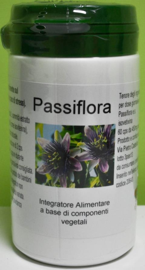 PASSIFLORA Integratore alimentare a base di componenti vegetali 8,50 Ingredienti: Passiflora Incarnata L. sommità estratto secco (tit.