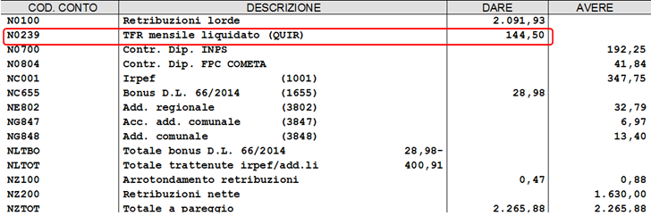 Per l'esempio sopra riportato il dipendente al mese precedente aveva un imponibile fiscale pari a 3.748,40 (campo storico 041), l'imponibile previsionale per Bonus D.L.