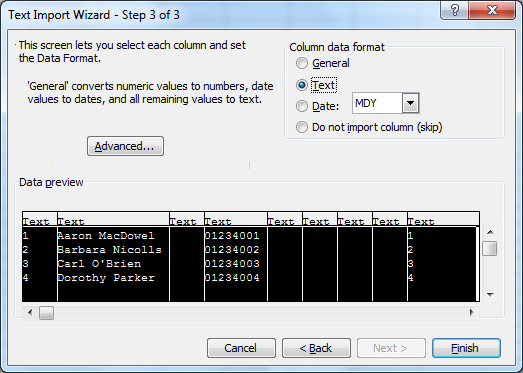 6.1.2 Modificare con Microsoft Excel 5. Nella finestra Text Import Wizard - Step 2 of 3, selezionare Tab come Delimiters, quindi fare clic su Next. 6.