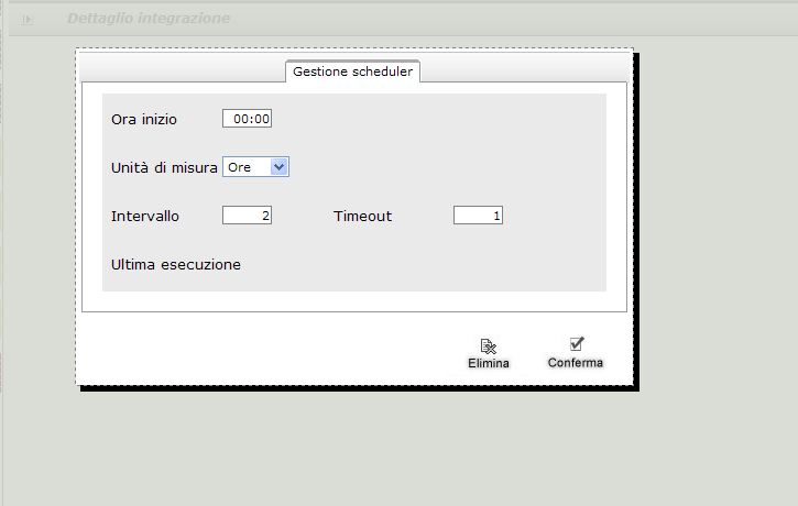 Questa importazione deve essere ora schedulata (pulsante Schedula) definendo l intervallo di ogni importazione (per esempio 2 ore).