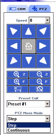 FW5450 - MANUALE TECNICO Tab PTZ: questo tipo di dispositivo non può essere controllato via web. Cliccando su questo tasto, apparirà una finestra di controllo separata per PTZ.