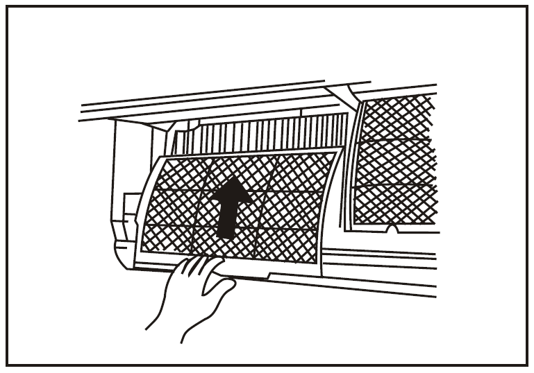 Preparazione per lunghi periodi di non funzionamento Un filtro dell'aria intasato riduce l'efficienza di raffreddamento di questa unità. Pulire il filtro ogni 2 settimane. 1.