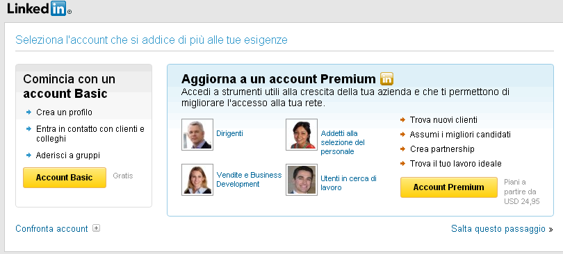 Figura11 Il passaggio successivo ti da l opportunità di utilizzare eventuali social network di cui già fai parte per far conoscere ai tuoi amici l ingresso in LinkedIn.