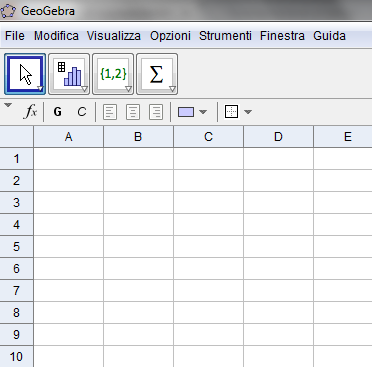 La Vista Foglio di calcolo In questa schermata, come nel foglio elettronico Excel ogni cella possiede un nome univoco, contrassegnato dalla lettera maiuscola della colonna e dal numero di riga.
