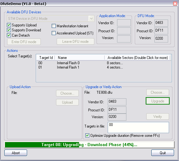 Ora puoi iniziare ad installare il firmware: Premi choose e seleziona il firmware dalla cartella FW come mostrato in