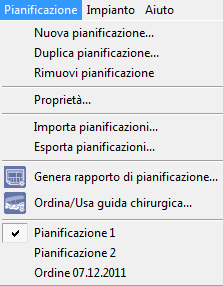 10. Realizzazione/elaborazione delle pianificazioni 10.9. Esportazione/Importazione di pianificazioni 10.9.1. All'interno del proprio sistema SIDEXIS Tutte le pianificazioni vengono automaticamente memorizzate alla chiusura di GALILEOS Implant nei dati di immagine di SIDEXIS XG.