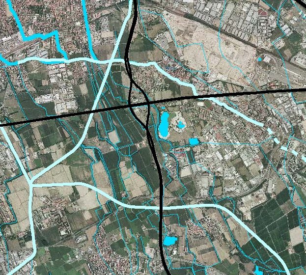 1. un primo sistema idrico (un primo tratto di Lura ritrovato) che si configurerà come proseguimento del corso del torrente Lura attraverso alvei esistenti in Bozzente Olona parte ricalibrati,