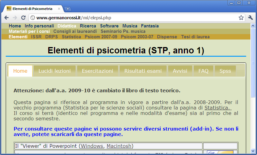 Bibliografia e programma d esame http://www.germanorossi.