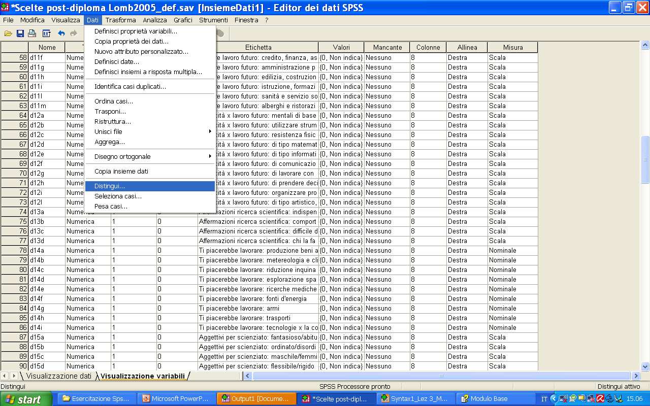 Split File/Menu Distingui per Gruppo (Organize by groups) 1. Cliccare su Distingui i risultati per gruppo (Organize output by groups) 2.