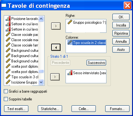 esempio: probabilità di iscrizione a facoltà del gruppo psicologico) 2.