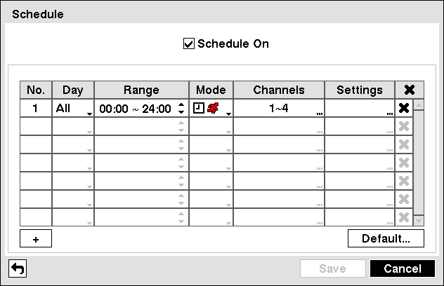 Manuale Utente Figura 31 Schermata di impostazione programmazione.